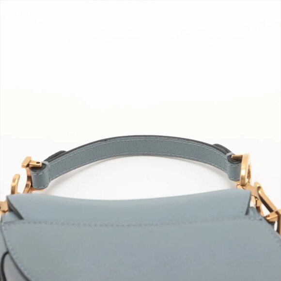 Christian Dior Saddle Bag Leather Shoulder bag Blue - Picture 6 of 9